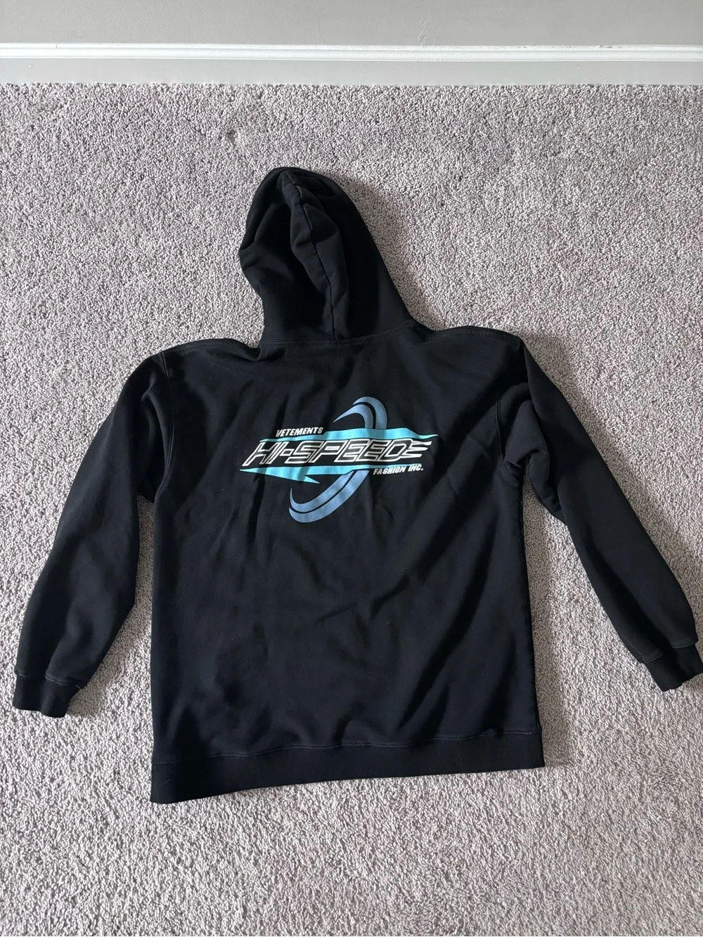 Vetements Hi-Speed Black Hoodie with White & Red Logo - Picture 2 of 6